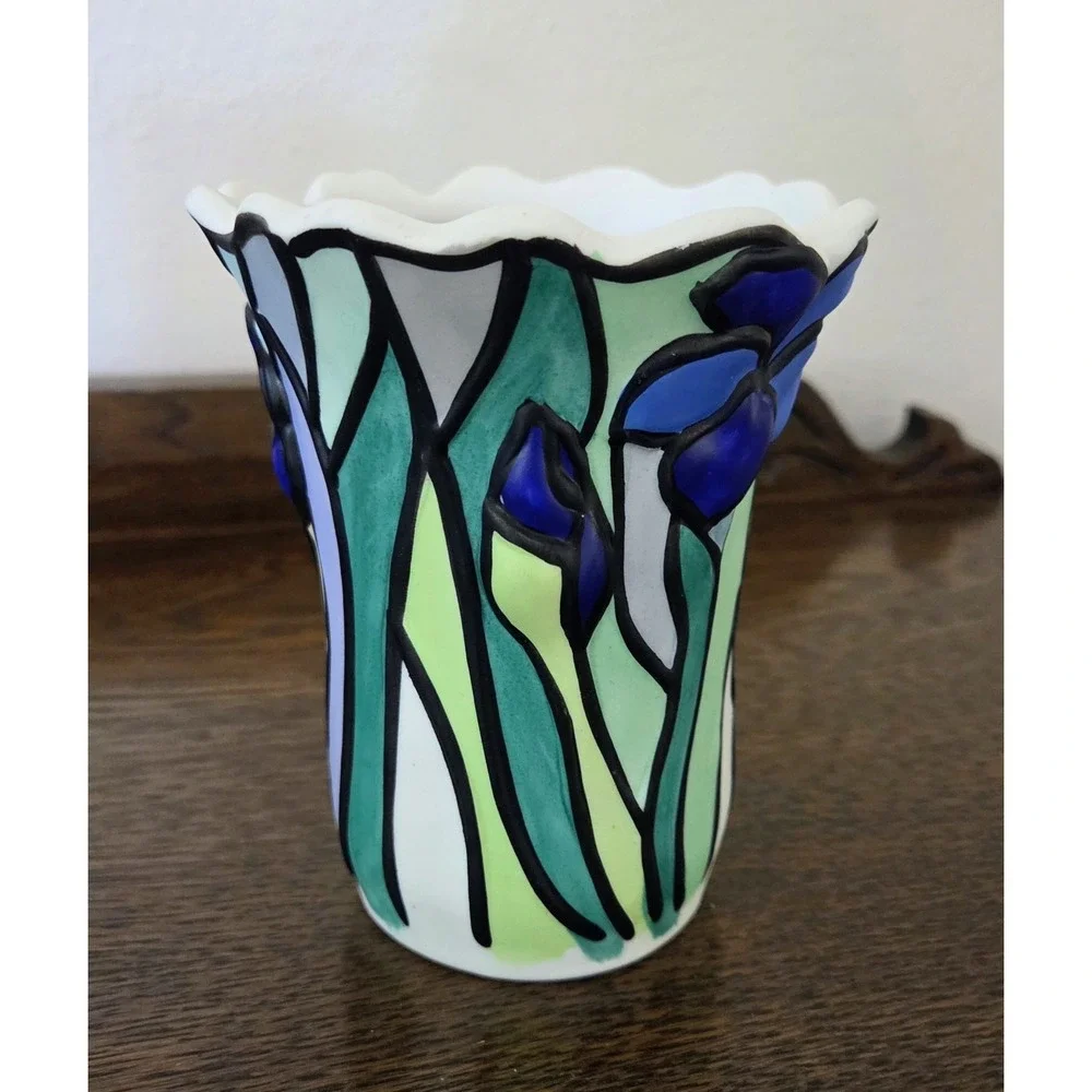 Vintage Porcelain Bisque Tealight Candle Holder‎ IRIS Hurricane Lamp Shade Cover